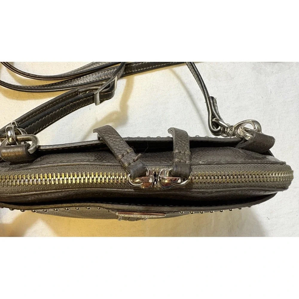 BRIGHTON‎ Pretty Tough Jojo Domed Pewter Studded Organizer Crossbody Bag